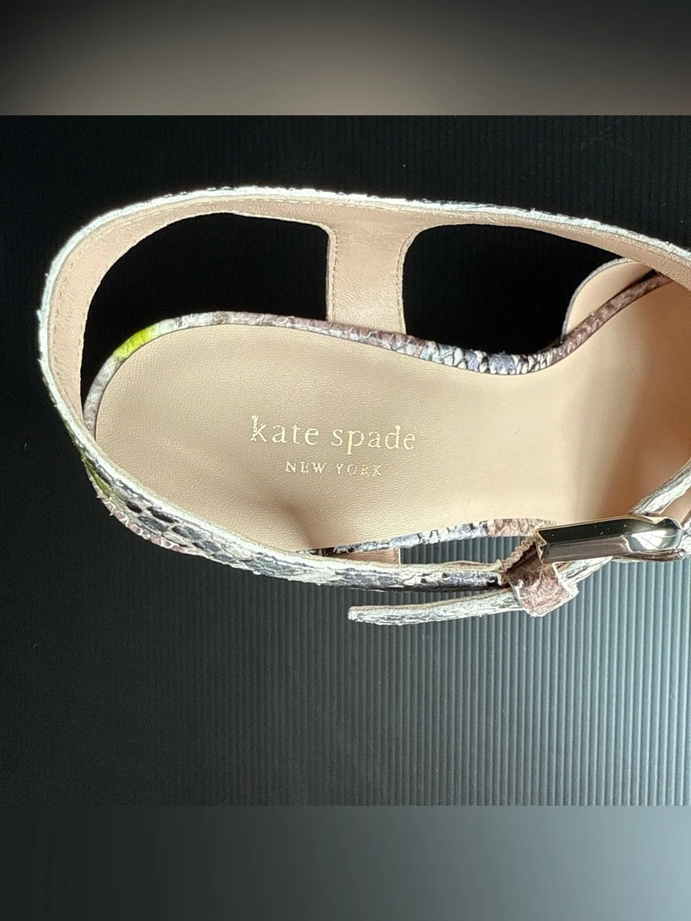 NIB Kate Spade Grace Lemon Sorbet Snakeskin Platform Heels Women’s Size 10